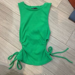Emerald green Zara crop top with cut outs